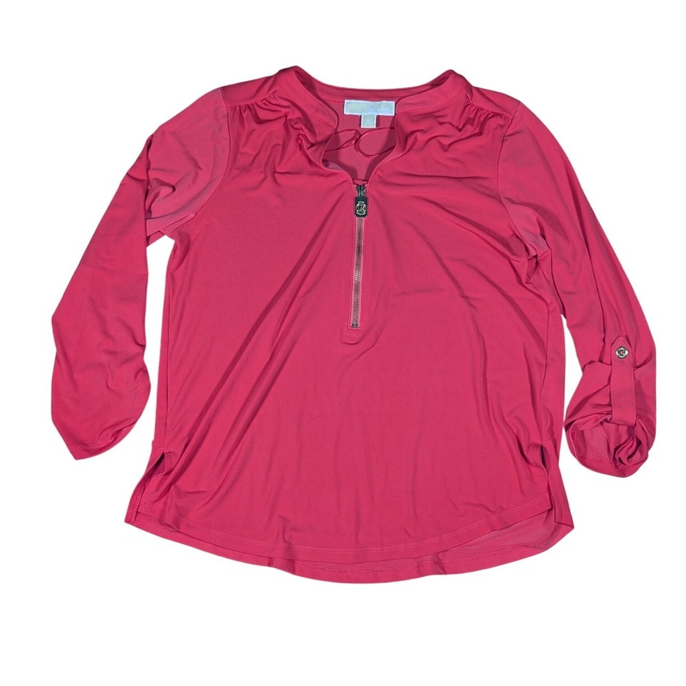 Michael Kors Pink Half-Zip Blouse Size Medium